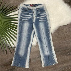 Vintage Y2K Younique Jeans Sz 3 Bareback Stretch Flare Bleached 27" Waist Crop